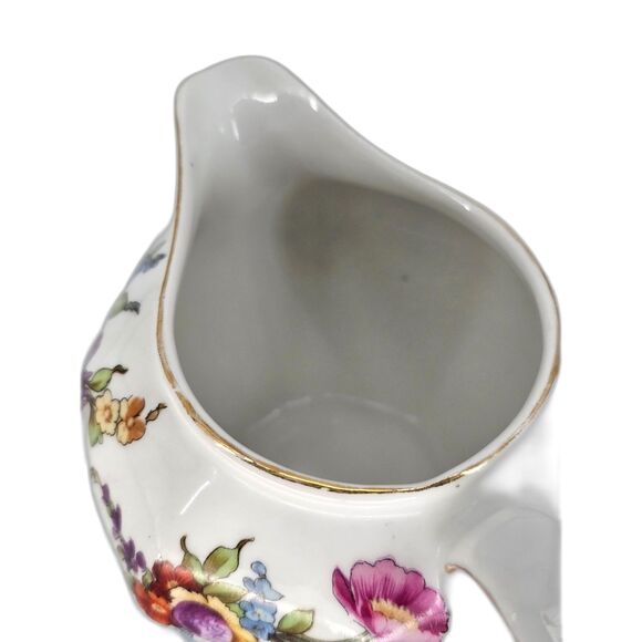 Z.S & Co. Bavaria White Porcelain Creamer Floral Gold Trim - Picture 6 of 8